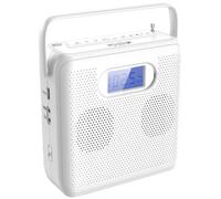 Lecteur CD Bluetooth portable au design vertical, haut-parleurs CD boombox, radio FM, compatible USB et AUX.