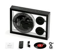 Lecteur CD BT, Lecteur Musique Bureau Et Mural avec TéLéCommande, LumièRe D'Ambiance Et Compatible CD, Carte TF Et Radio FM, Petit Lecteur CD Vintage Portable pour Maison Et du Bureau,C