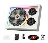 Lecteur CD BT, Lecteur Musique Bureau Et Mural avec TéLéCommande, LumièRe D'Ambiance Et Compatible CD, Carte TF Et Radio FM, Petit Lecteur CD Vintage Portable pour Maison Et du Bureau,A