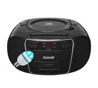 Lecteur CD Casette Denver Electronics TCP-40 Portable, Noir 2W RMS, Radio FM, Noir LCD 3,5 mm, Ampoule DIAMS LED