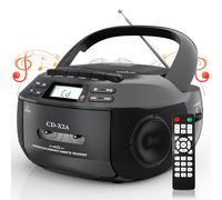 Lecteur CD cassette portable avec Bluetooth, radio AM/FM, télécommande, double haut-parleurs pour divertissement à domicile
