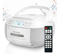 Lecteur CD cassette portable avec Bluetooth, radio AM/FM, télécommande, double haut-parleurs pour divertissement à domicile