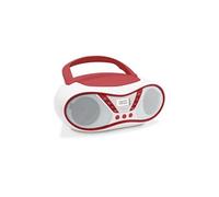 MOOOV Lecteur CD Cherry, Radio FM, Stéréo 6W, Portable avec Poignée de Transport Rouge et Blanc 477411