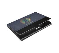 Lecteur CD coloré pour disques vinyles sur fond foncé en cuir PU et acier inoxydable, porte-cartes de visite, portefeuille fin pour cartes de crédit, étui pour cartes de visite unisexe