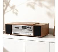 Lecteur CD de bureau, cassette rétro en bois, écran LCD, deux haut-parleurs intégrés, mode USB/Bluetooth/AUX, avec télécommande, pour décoration d'intérieur, couloir, bureau