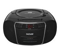 Lecteur cd denver electronics tcp-40, casette portable, noir 2w rms, radio fm, noir lcd 3,5 mm