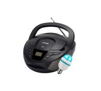 Lecteur CD Denver TC-28BLACK Portable et Radio FM. Boombox Haut-parleurs 2 W. Entrée AUX, Ampoule DIAMS LED