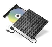 Lecteur CD DVD Externe, Graveur DVD Externe avec USB3.0 Type-c, Lecteur CD/DVD RW ROM Lecteur Graveur CD DVD Optiques Externes pour PC, Laptop Desktops, Macbook, Windows11/10/8/7/XP/Vista/MacOS