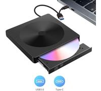 Lecteur CD-DVD externe, graveur et lecteur CD-RW / VCD-RW à double port USB 3.0 Type C ultra-fin, transfert de données à faible bruit et haute vitesse, adapté pour MacBook, ordinateur portable, ordina