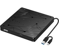 Lecteur CD DVD Externe, Graveur USB 3.0 et Type-C avec Lecteur de Carte SD/TF et de USB, Lecteur de DVD-ROM CD-ROM CD-RW VCD pour Windows 7/8/10/ Vista/XP/Mac OS, Laptop, Desktops