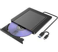 Lecteur CD DVD Externe, Lecteur CD DVD +/-RW USB 3.0 Portable, graveur de CD, Lecteur de Disque Externe Compatible avec Ordinateur Portable de Bureau, Mac, Windows 11/10/8/7 (Ultra Mince)