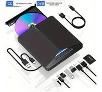 Lecteur CD/DVD externe portable haute vitesse 7 en 1 avec USB 3.0 et Type-C, CD ROM/DVD ROM/RW, compact et léger