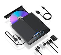Lecteur CD/DVD externe pour ordinateur portable, 7 en 1 USB 3.0, graveur de CD/DVD, lecteur CD ROM externe DVD pour ordinateur portable compatible avec PC de bureau Windows 11/10/8/7 Linux Mac OS