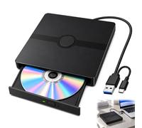 Lecteur CD DVD Externe pour PC avec Graveur DVD±RW Externe USB 3.0 & USB-C | Ultra Rapide Externe Optique Portable CD/DVD -/+RW Drive Compatible avec Laptop Macbook PC Windows 11/10/8/7 MacOS Linux