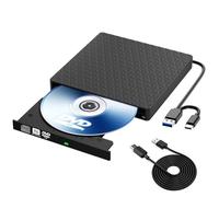 Lecteur CD DVD Externe pour PC, Portable CD/DVD +/-RW Drive, Graveur Enregistreur USB 3.0 et Type-C, Mince Graveur DVD Externe Player pour PC Laptop Desktops Windows 11/10/8/7/XP/Vista/Linux/Mac OS
