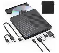 Lecteur CD DVD Externe pour PC,USB 3.0 et Type-C CD/DVD +/-RW Graveur Enregistreur,Mince Graveur DVD Externe pour PC Laptop Desktops