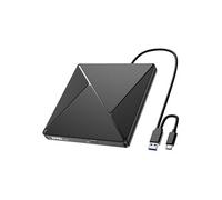 Lecteur CD/DVD Externe pour PC, USB 3.0 et USB-C Graveur DVD Externe Optique Portable CD/DVD -/+RW Drive, Mince DVD Player Transmission Rapide Câble