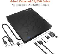Lecteur CD/DVD Externe pour PC, USB 3.0 Graveur Enregistreur Portable DVD±R/RW Windows/Mac OS Apple/iMac/Macbook/Laptop/Desktops/PC