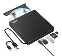 Lecteur CD DVD Externe, USB 3.0 et Type-C CD/DVD +/-RW ROM Graveur avec SD/TF et Ports USB, Lecteur de Disque Optique Lecteur DVD pour Ordinateur Portable PC Winodws 11/10 Mac MacBook Pro Air Apple