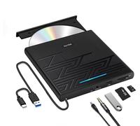 Lecteur CD DVD Externe USB 3.0 Type C - Graveur CD/DVD+/-RW ROM Avec USB, SD/TF & Sortie Audio 3,5 mm - Lecteur de Disque Optique Pour Ordinateur Portable, PC