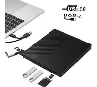 Lecteur CD/DVD Externe USB 3.0/Type-c ,Noir
