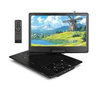 Lecteur CD/DVD portable 17,5'' avec écran HD pivotant de 15,6'', prend en charge CD/MP3/USB/cartes SD, avec batterie et son stéréo, pour une utilisation dans la voiture ou comme lecteur externe pour l