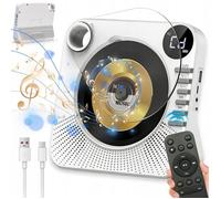 Lecteur CD-Enceinte Bluetooth-Vertical-CD/USB/AUX-Bluetooth 5.0-Télécommande-Minuterie 15-90 min-4000 mAh-Blanc