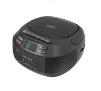 Lecteur CD et cassette portable avec radio FM, lecture USB/AUX, son stéréo, télécommande, enregistrement sur bande, alimentation AC/DC, couleur : noir
