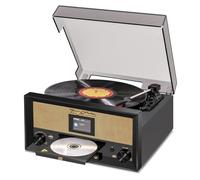 Lecteur CD et vinyle 9 en 1 Bluetooth, tourne-disque à 3 vitesses, lecteur CD, radio FM et DAB, lecture/enregistrement USB, entrée AUX, sortie ligne RCA et prise casque pour décoration d'intérieur