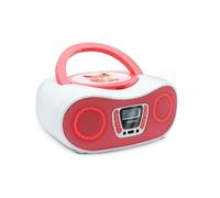 Lecteur CD Kino karaoké avec micro effets lumineux et radio FM - Blanc & Rose