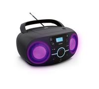 Mooov Lecteur CD portable 477415 – CD-R/RW/MP3, radio FM, USB, effets LED, noir