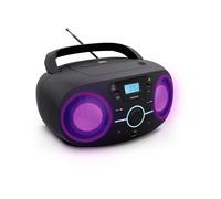 Mooov Lecteur CD portable 477415 – CD-R/RW/MP3, radio FM, USB, effets LED, noir