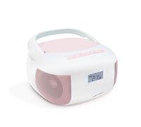 MOOOV 477185 Lecteur CD Radio FM Portable Bluetooth - Poste Boombox Stéréo MP3 Entrée USB, AUX-in, Micro-SD, Prise Casque, Ecran LCD - Alimentation Secteur ou Pile - Rose