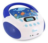 MOOOV 477170 Lecteur CD Enfant Ocean MP3 et Port USB - AUX-in - Prise Casque - Poste Portable avec Poignée de Transport - Alimentation Secteur ou Piles - Bleu et Blanc