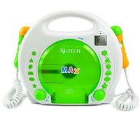 Lecteur CD enfants X4 Tech Bobby Joey CD, SD, USB avec fonction karaoké, avec microphone blanc, vert