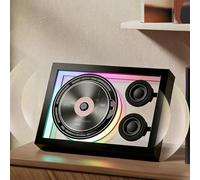 Lecteur CD Mural avec BT, TéLéCommande, éCran LED, Compatible USB/TF, Batterie Rechargeable, 3 D'éClairage, Petit Lecteur CD Vintage Portable pour DéCoration Murale Maison Et du Bureau,A