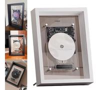 Lecteur CD Mural avec Couvercle Anti-poussière Et Télécommande, Lecteur CD Cadre Musical, Bluetooth 5.0 / Sortie Aux 3,5 Mm, sans Haut-parleurs, pour Maison/Couloir/Bureau/décoration Murale White