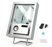 Lecteur CD Mural avec Télécommande, Éclairage 6 Couleurs, Cadre Photo Décoratif Musical, Sortie Bluetooth/USB/aux 5.1 Bidirectionnelle/Haut-parleurs pour Maison Et Bureau Silver