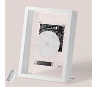 Lecteur CD Mural avec télécommande et écran LED, sans Haut-parleurs, Bluetooth 5.0/Sortie AUX 3,5 mm, Cadre Photo décoratif pour la Maison et Le Bureau(White)
