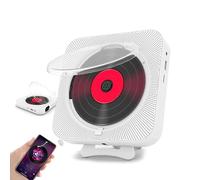 Lecteur CD Mural avec Télécommande, Radio FM, Formats De Disques Compatibles : CD, CD-R, CD-RW, MP3, WMA, Haut-Parleur HiFi Intégré, pour La Musique Et Le Bureau (165 x 165 x 30 mm),White