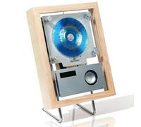 Lecteur CD Mural, Cadre Photo Décoratif Musical, avec Télécommande Et 6 Éclairages, Interfaces : USB, 3,5 mm, Optique, USB-C, pour La Décoration De La Maison, du Couloir Ou des Murs.,Wood