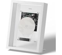 Lecteur CD mural, cadre photo décoratif musical avec télécommande et écran LED, Bluetooth 5.0/sortie AUX 3,5 mm, sans haut-parleurs, for la maison, le couloir, le bureau ou la décoration murale(White)