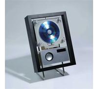 Lecteur CD Mural Décoratif avec Cadre Photo, Haut-parleurs Et Éclairage D'ambiance, Modes Bluetooth 5.1, USB Et AUX, Idéal for La Maison, Le Couloir, Le Bureau Et La Décoration Murale.(Black)