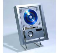 Lecteur CD Mural Décoratif avec Cadre Photo, Haut-parleurs Et Éclairage D'ambiance, Modes Bluetooth 5.1, USB Et AUX, Idéal for La Maison, Le Couloir, Le Bureau Et La Décoration Murale.(Silver)