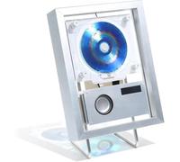 Lecteur CD mural décoratif avec CD, USB, FM, Bluetooth 5.1 et AUX, argenté pour décoration murale de bureau à domicile