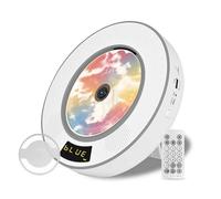 Lecteur CD Mural Portable, Bluetooth 5.1, avec Télécommande Et Couvercle Anti-poussière, Compatible USB/TF/CD-RW/MP3/WMA, Haut-Parleur Intégré, Idéal for La Maison(Gray)