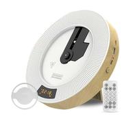 Lecteur CD Mural Portable, Bluetooth 5.1, avec Télécommande Et Couvercle Anti-poussière, Compatible USB/TF/CD-RW/MP3/WMA, Haut-Parleur Intégré, Idéal for La Maison(Wood)