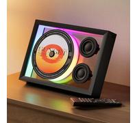 Lecteur CD Murale Cadre Musical avec Haut-parleurs, Cadre Photo Décoratif Lecteur CD, Télécommande, 4 Lumières Ambiantes, Bluetooth 5.3, Lecture USB TF, écran LED, Rechargeable pour Maison & Bureau
