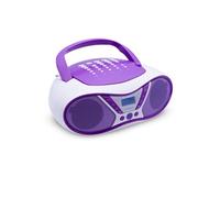 Mooov Lecteur CD portable Pop Purple – CD-R/CD-RW/MP3, Radio FM, USB, Stéréo 6W