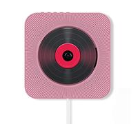 Lecteur CD portable à poser ou accrocher au mur 1 Multi-Rol Bluetooth 5.0 Connexion RFeal-Time Double haut-parleur intégré Télécommande sans fil Contro Pull Switch Type Rose